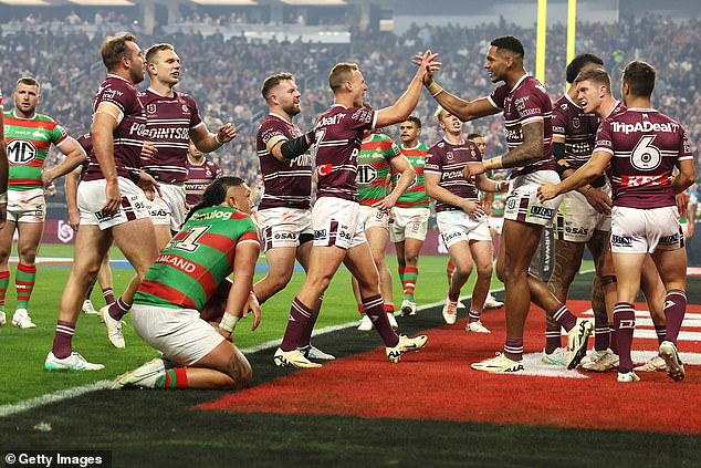 Manly put on an attacking show to welcome rugby league to Las Vegas on Sunday.
