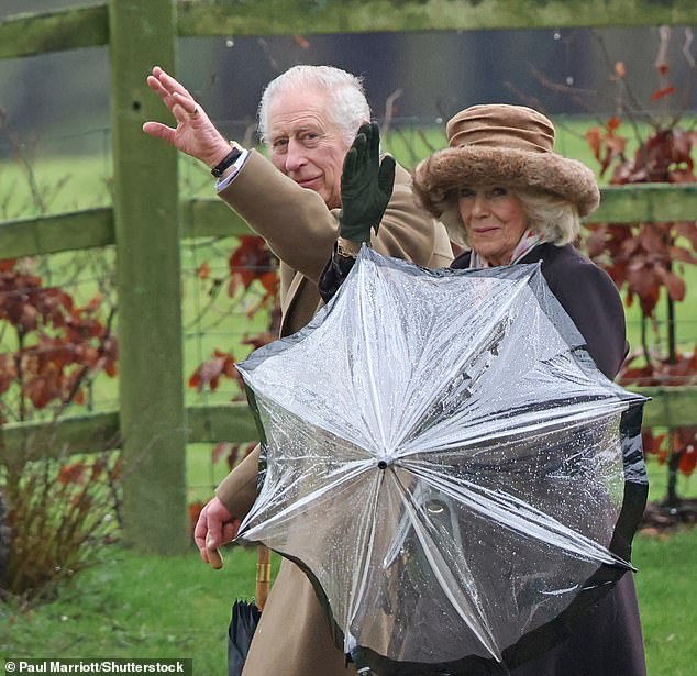 Charles and Camilla attended the Sunday morning service at St Mary Magdalene Church in Sandringham last month.