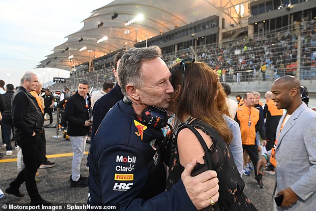 F1 boss Christian Horner greeted Princess Eugenie, 33, giving the royal a quick kiss on the cheek.