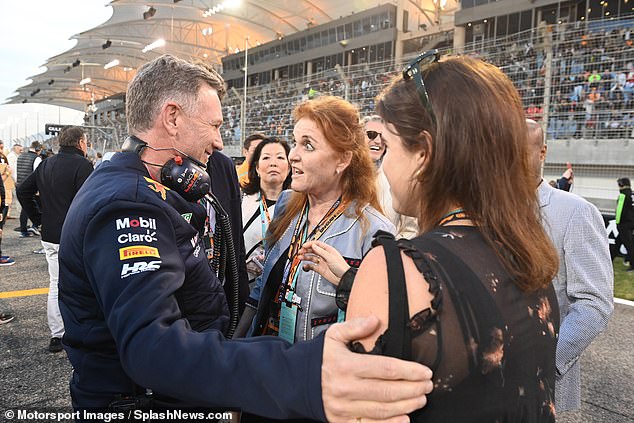 During the friendly conversation, Christian Horner put a hand on Princess Eugenie's shoulder before giving her a kiss on the cheek.