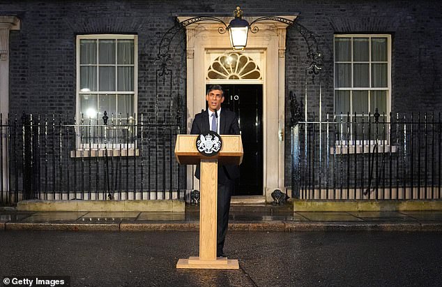 British Prime Minister Rishi Sunak delivers a speech in Downing Street on March 1.