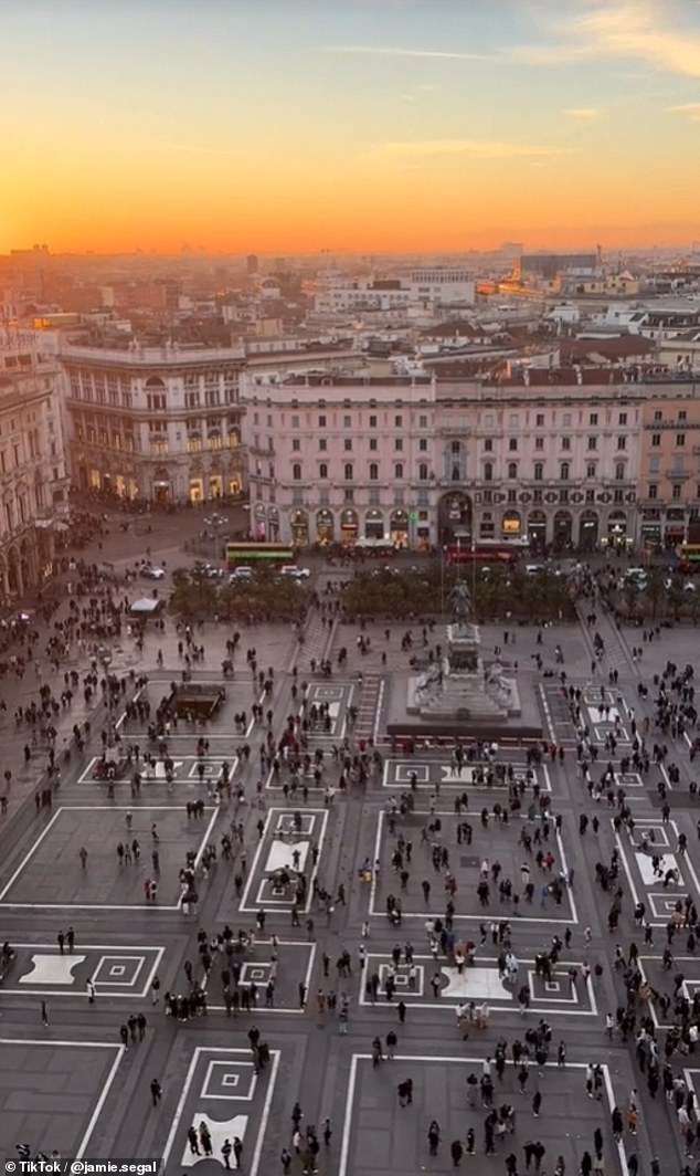 He filmed stunning sunset views of the city, from the top of one of its most famous buildings.