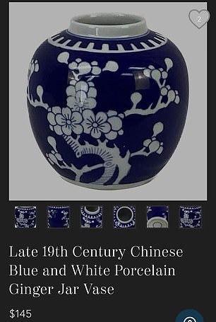 Pictured: Chinese porcelain ginger jar vase valued at $145