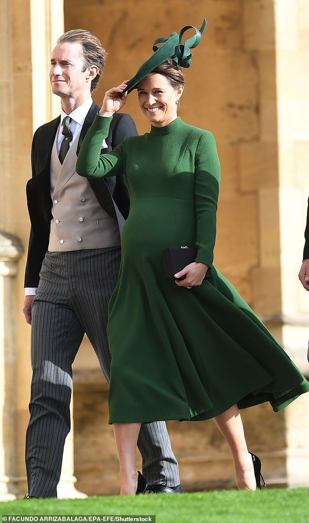 Pippa attended Princess Eugenie's wedding a few days before giving birth looking stunning in Emilia Wickstead
