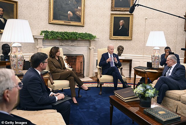 Speaker Mike Johnson, Majority Leader Chuck Schumer, Minority Leader Mitch McConnell and House Minority Leader Hakeem Jeffries met with President Joe Biden and Vice President Kamala Harris at the House White last week to address government funding.