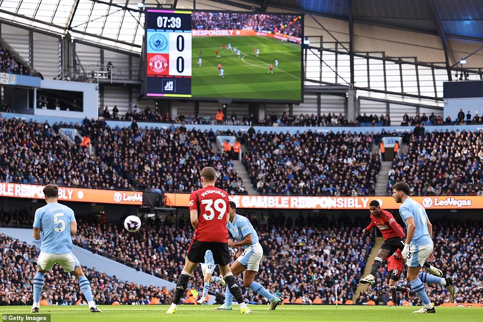 Rashford found the back of the net from 25 yards in the first eight minutes to surprise the Etihad crowd.