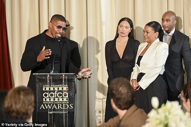 The Collateral star was the center of attention as he gave his speech after being honored.