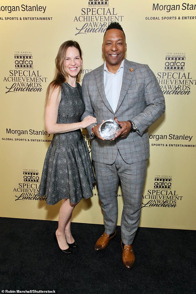 Honoree Deon Taylor and Oscar-winning actress Hilary Swank were photographed at the event.