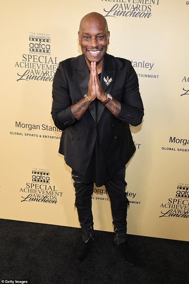 Baby Boy and Fast and the Furious actor Tyrese Gibson smiled as he was photographed on the red carpet.