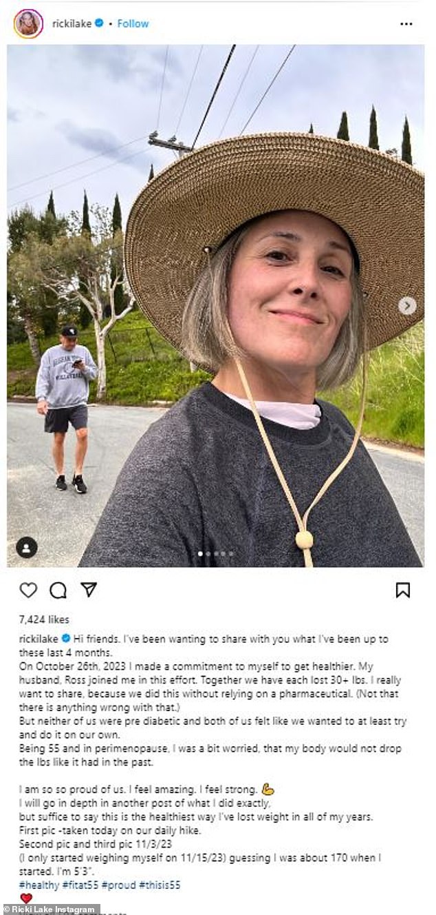 At the end of February, she took to her main Instagram page to share before and after snaps from her weight loss journey with her husband, Ross Burningham.