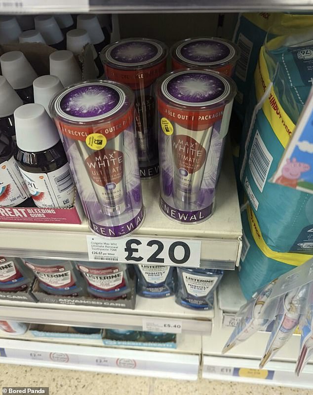 Toothpaste was put in a plastic container and charged £20, apparently just for that, in a UK supermarket.