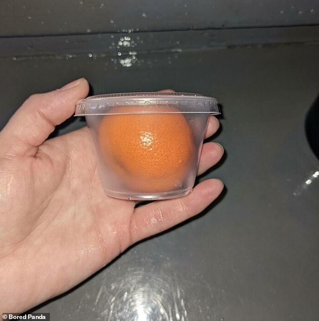 Since the peel of an orange is clearly not enough, one store decided to put it in a small plastic container that is shared in an instant.