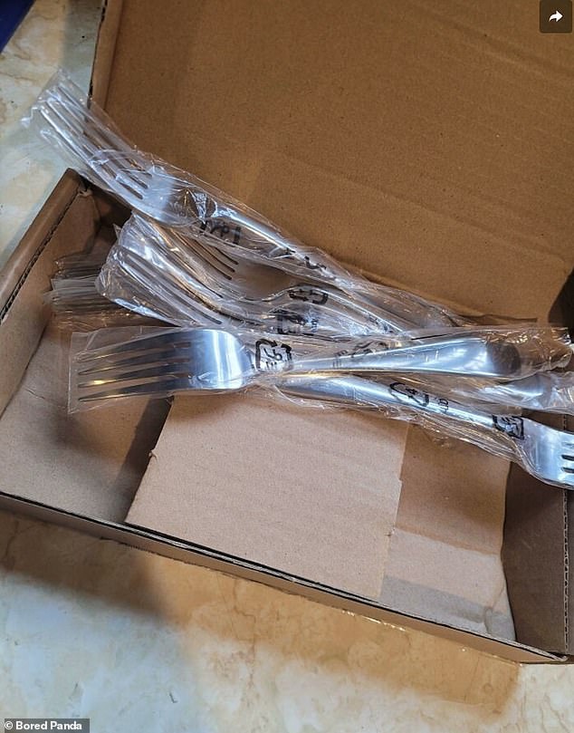 Instead of putting the forks in a big bag, these cutlery were individually wrapped.
