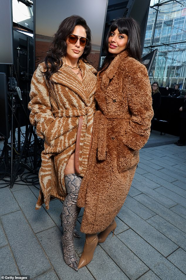 Ashley and Jameela Jamil posed in cozy matching coats