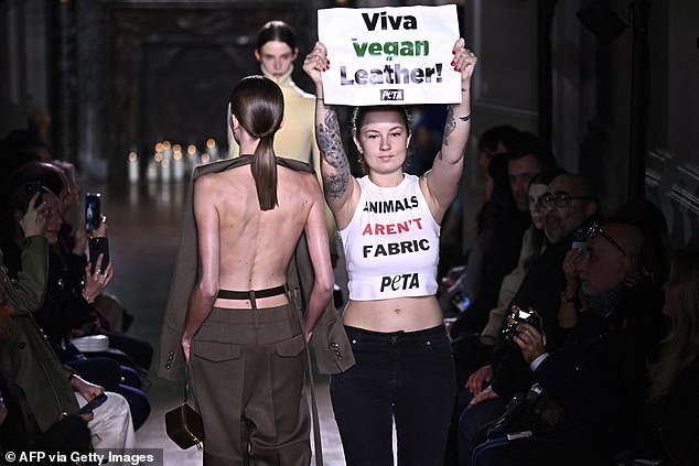 It comes after PETA activists stormed the catwalk on Friday, furious at Brooklyn mum Victoria's use of leather in her fashion line.