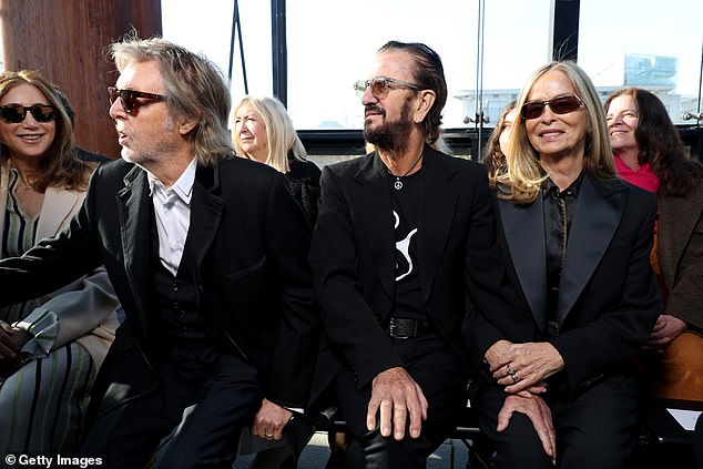 The bearded Paul appeared in high spirits at his daughter's show alongside Ringo and his wife Barbara Bach.