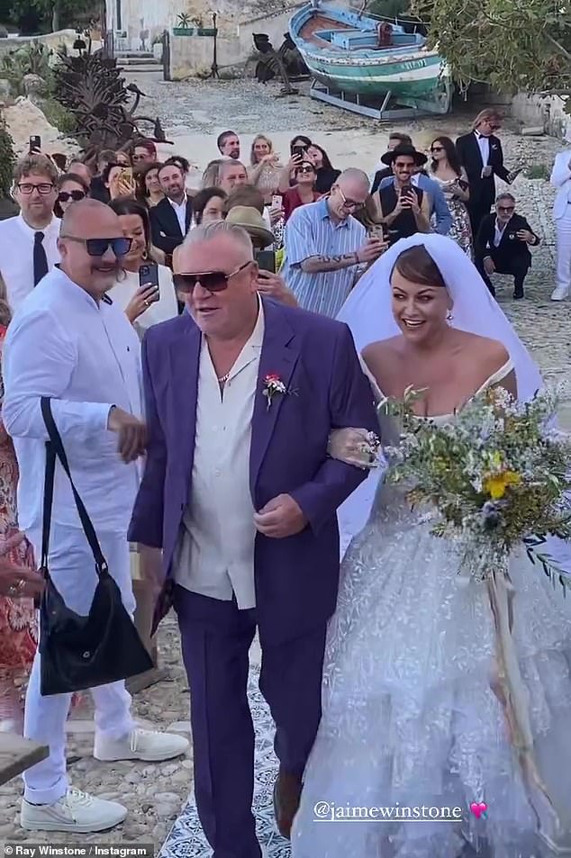 The actor, 67, proudly walked his daughter Jaime, 38, down the aisle as she married husband James Suckling in a lavish ceremony.