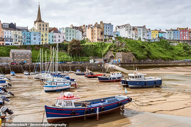 Tenby in Pembrokeshire, Wales, comes in ninth place with an average of 95mm of rain each month.