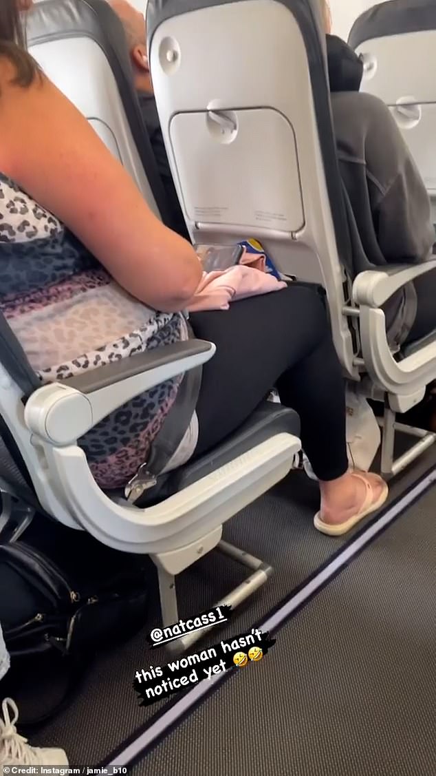 The woman, known as Jules, was sitting directly opposite the star on a Ryanair flight on Sunday as she was engrossed in an episode of the London soap.