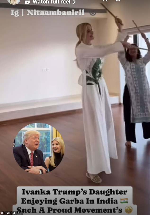 Ivanka joined other guests for a performance of the dance, known as dandiya.