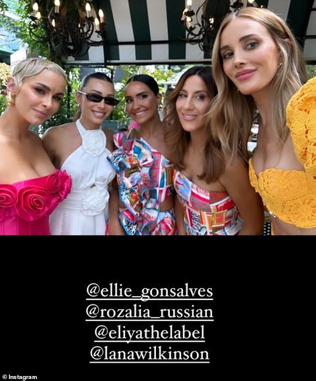 Rebecca also took to Instagram to share selfies with her celebrity friends Ellie Gonsalves, Rozalia Russian, Eliya the Label founder Louise Elia, and Lana Wilkinson.  Everything in the photo