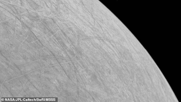 This look at the complex, ice-covered surface of Jupiter's moon Europa came from NASA's Juno mission during a close pass on September 29, 2022.