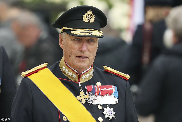 King Harald V of Norway leaves Notre Dame Cathedral after attending the funeral of Grand Duke John of Luxembourg, in Luxembourg, May 4, 2019.