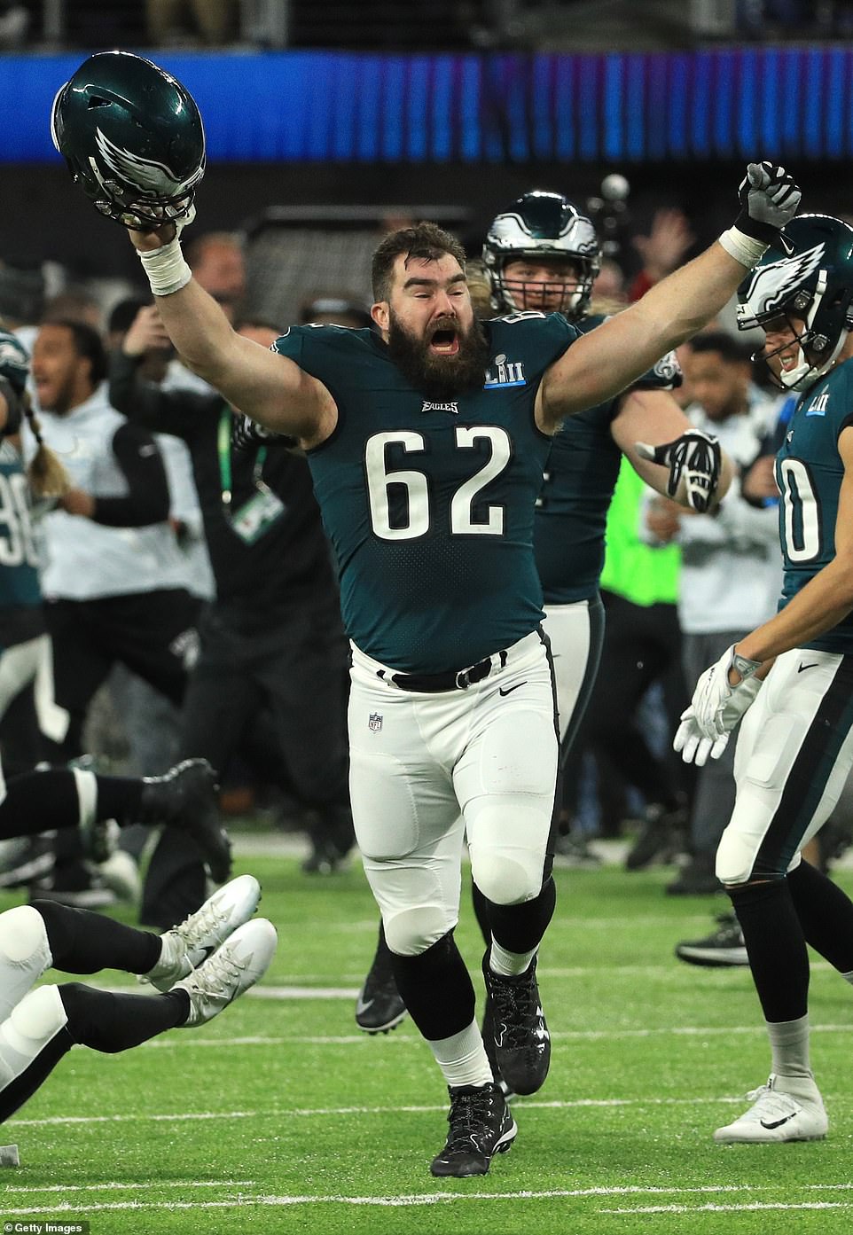 In 2017, Kelce and the Eagles won the Super Bowl by defeating the New England Patriots, 41-33. Kelce joined the celebrations as the team won its first title in the Super Bowl era.