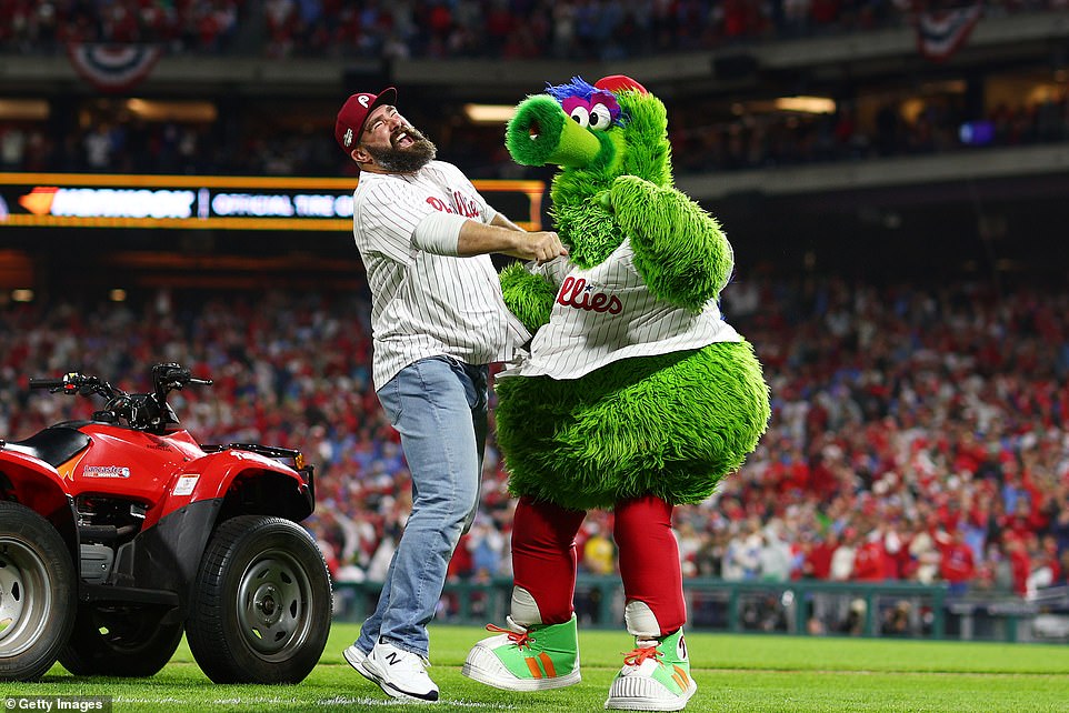 While he was as serious as possible on the field, Kelce was known for being funny. In 2022, he joined Phillies mascot Phillie Phanatic on the field during a game against San Diego.