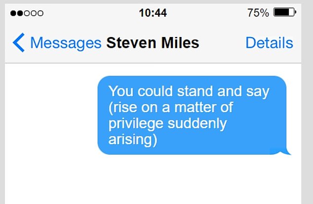 Miles denied sending a text message to Labor MP Ali King last October, but an alleged photo of the message subsequently emerged.  The text of the alleged message appears in the photo.