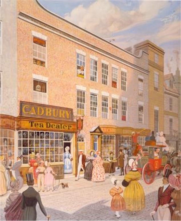 Pictured: What the Cadbury store on Bull Street in Birmingham is believed to have looked like in the 1880s