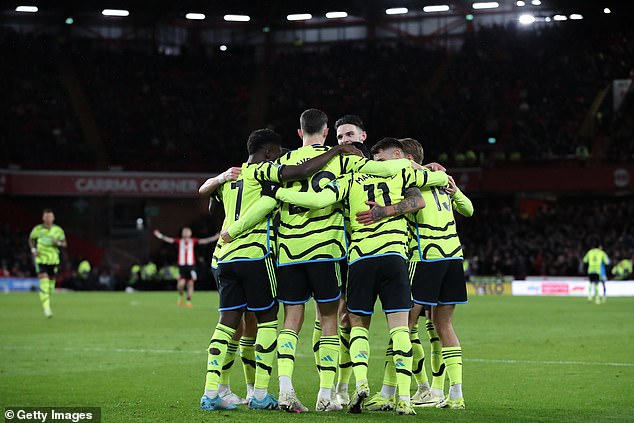 Arsenal produced their best half of the season as four players scored against the hosts at Bramall Lane.