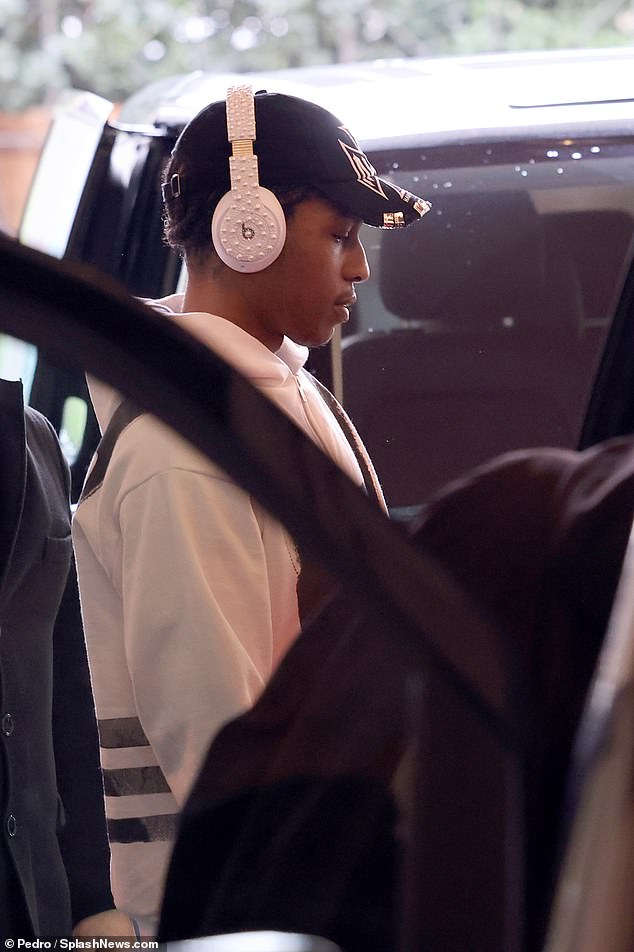 Rocky was seen getting out of the car behind Rihanna before the couple boarded the plane with their two children.