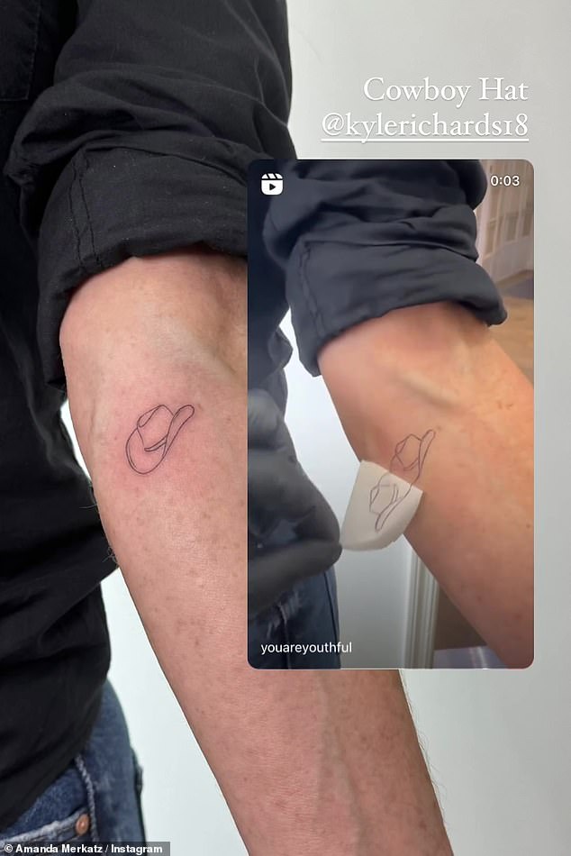 She showed off the new body ink etched onto her forearm in a video posted by tattoo artist Amanda Merkatz via Instagram on Sunday.