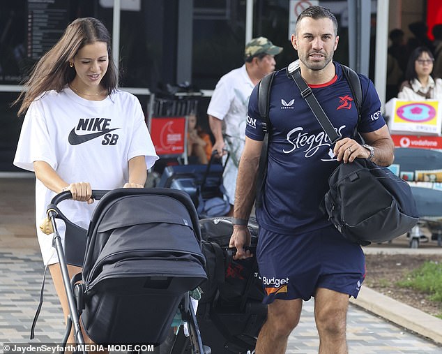 James Tedesco was photographed with his wife Maria pushing a stroller with their first daughter, Rosie Mae.