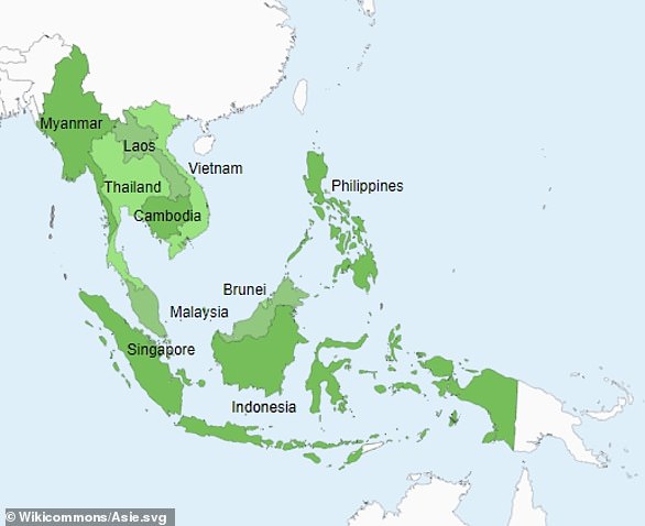 Shown in the photo are the 10 member countries of the Association of Southeast Asian Nations.
