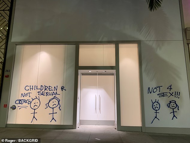 Vandalism at an empty store on Rodeo Drive last night in a clear protest against the brand, whose own store is nearby