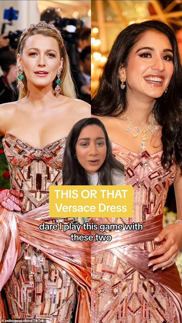 The Indian Pop Culture TikTok account, created by Kayla, noted that Radhika was wearing a very similar pink strapless dress when she welcomed her guests over the weekend.