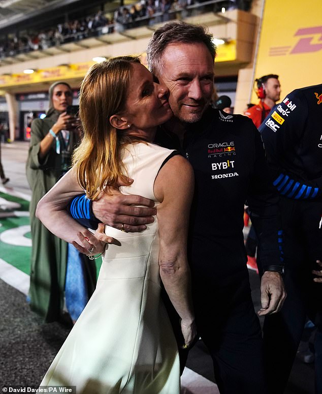 Christian and Geri Horner after the Red Bull team won the Bahrain Grand Prix on Saturday