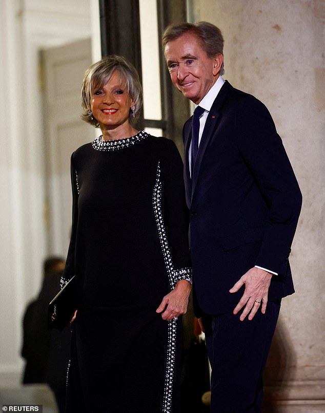 Bernard Arnault, Chairman and CEO of LVMH Moet Hennessy Louis Vuitton, and his wife Helene Mercier