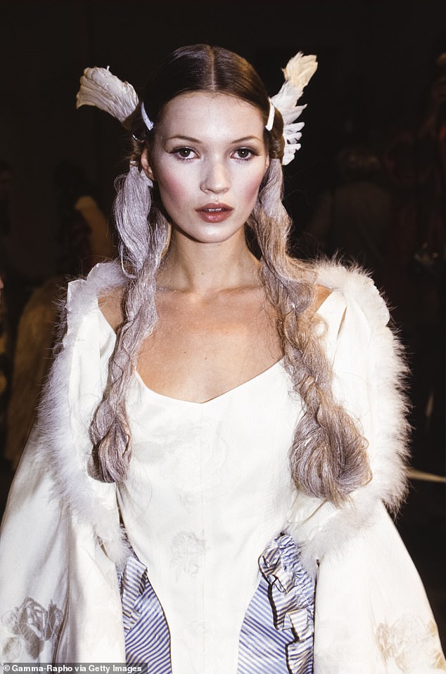 The real Kate Moss is seen modeling John Galliano in Paris in October 1993.