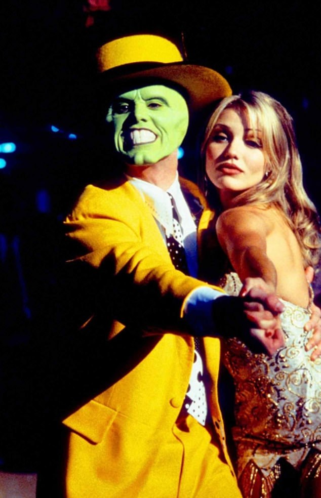 Caprice revealed that the role was Tina Carlyle in the 1994 film The Mask, opposite Jim Carrey (pictured); She received two calls from Jim before Cameron landed the role at age 24.