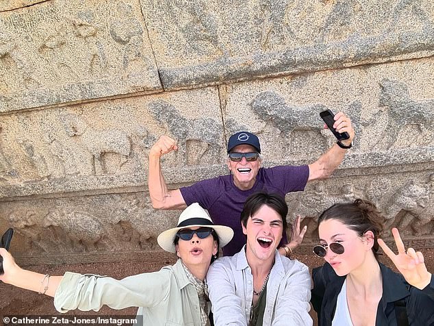 He visited India with his wife Catherine Zeta-Jones and children Dylan, 23, and Carys, 20, over the Christmas holidays.