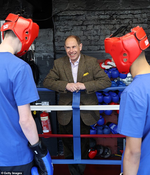 Edward was all smiles as he spoke to young boxers in the ring at the Right Stuff Amateur Boxing Club.