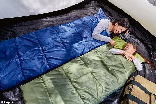 Sleep peacefully with the $24.99 sleeping bags or the $69.99 camping quilt with water-repellent coating
