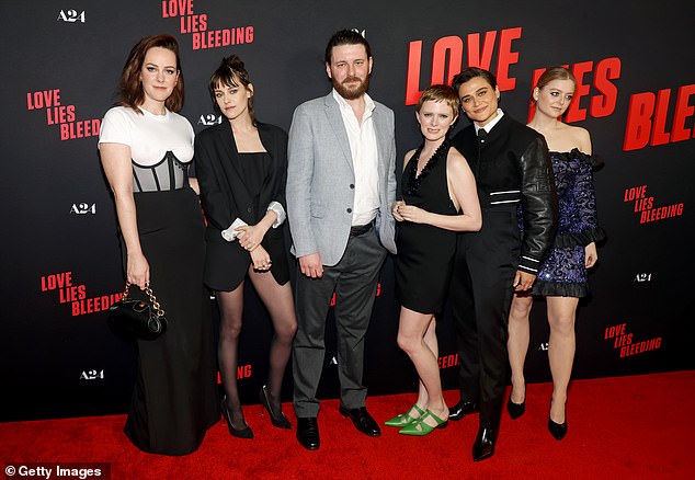 Jena Malone, Kristen, Oliver Kassman, Rose Glass, Katy O'Brian and Anna Baryshnikov pose together on the red carpet