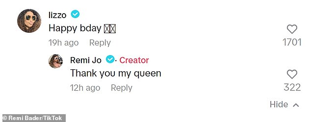 'Thanks my queen!' Bader responded in the comments.
