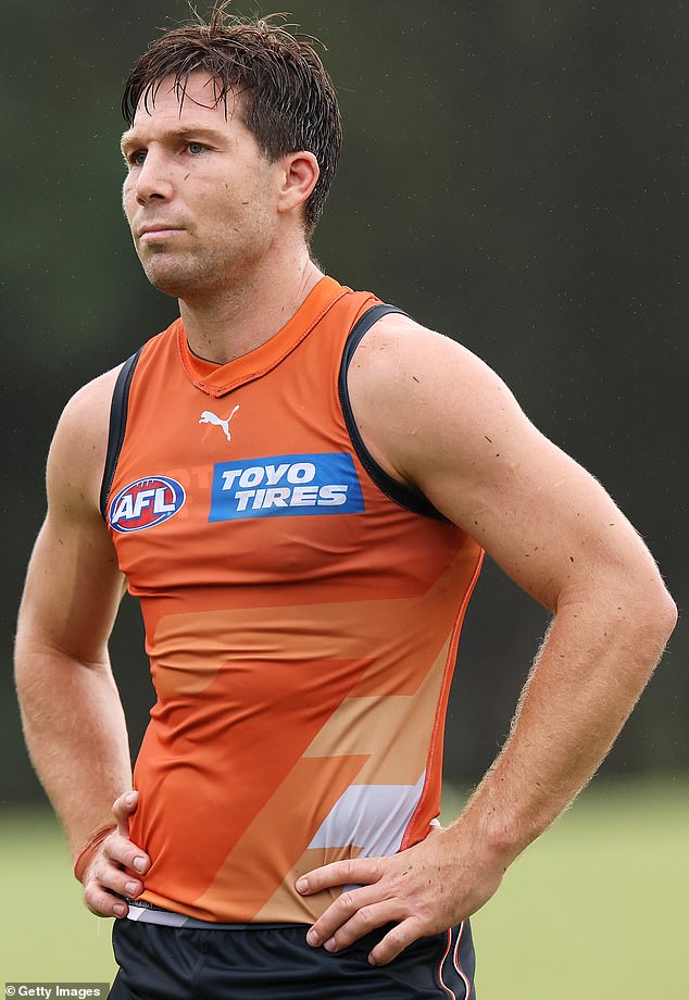 On the field, GWS face a tough task this Saturday in their season opener against premier Collingwood at home (pictured Giants captain Toby Greene).
