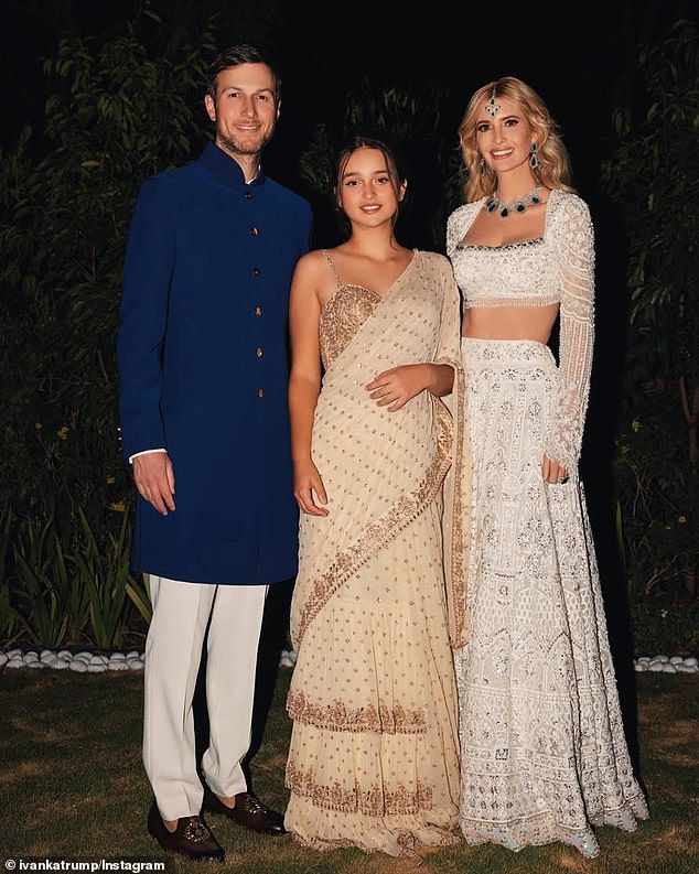 Ivanka with her husband Jared Kushner and daughter Arabella at the lavish wedding party