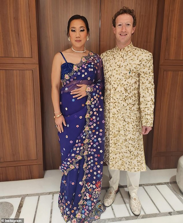 Mark Zuckerberg and his wife Priscilla Chan wore a luxurious Indian-style dress at the wedding party